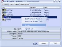 GSA Autostart Cleaner 2.40 screenshot. Click to enlarge!