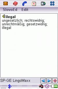 German-Spanish Dictionary for UIQ 2.0 screenshot. Click to enlarge!