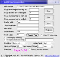 GetPDF Page Numberer 2.06 screenshot. Click to enlarge!