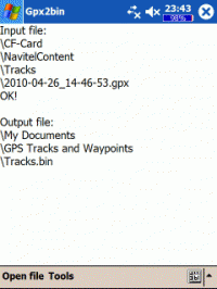 Gpx2bin 1.20 screenshot. Click to enlarge!