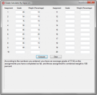 Grade Calculator 1.2 screenshot. Click to enlarge!