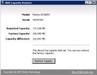 HDD Capacity Restore 1.1 screenshot. Click to enlarge!