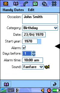 Handy Dates for Sony Ericsson 2.0 screenshot. Click to enlarge!