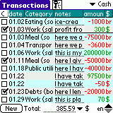 Handy Finance for Palm 2.5 screenshot. Click to enlarge!