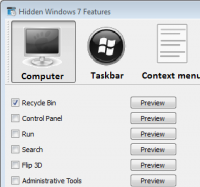 Hidden Windows 7 Features 1.0.0 screenshot. Click to enlarge!