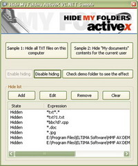 Hide My Folders ActiveX 4.0.330 screenshot. Click to enlarge!