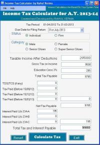 Income Tax Calculator 2013-14 0.0.0.0 screenshot. Click to enlarge!