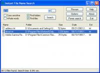 Instant File Name Search 1.8 screenshot. Click to enlarge!