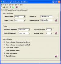 JavaScript Calendar Builder 1.0 screenshot. Click to enlarge!