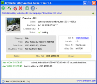 JoyBidder eBay Auction Sniper Free 1.9.43 screenshot. Click to enlarge!