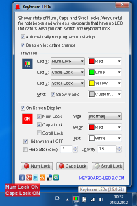 Keyboard Leds 2.71 screenshot. Click to enlarge!