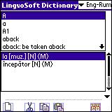 LingvoSoft Dictionary English <-> Romanian for Palm OS 3.2.92 screenshot. Click to enlarge!