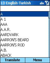 LingvoSoft Dictionary English <-> Turkish for Microsoft Smartphone 1.2.19 screenshot. Click to enlarge!