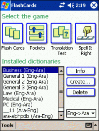 LingvoSoft FlashCards English <-> Arabic for Pocket PC 1.3.17 screenshot. Click to enlarge!