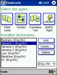 LingvoSoft FlashCards English <-> Finnish for Pocket PC 1.3.14 screenshot. Click to enlarge!