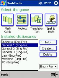 LingvoSoft FlashCards English <-> French for Pocket PC 1.3.14 screenshot. Click to enlarge!