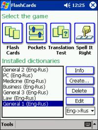 LingvoSoft FlashCards English <-> Russian for Pocket PC 1.3.14 screenshot. Click to enlarge!