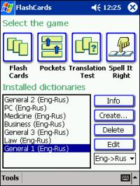 LingvoSoft FlashCards English <-> Russian for Pocket PC 1.3.14 screenshot. Click to enlarge!