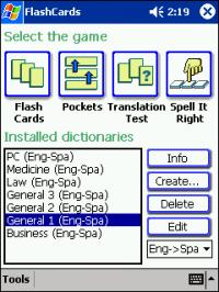 LingvoSoft FlashCards English <-> Spanish for Pocket PC 1.3.14 screenshot. Click to enlarge!