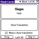 LingvoSoft FlashCards German <-> French for Palm OS 1.2.36 screenshot. Click to enlarge!