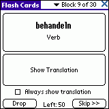 LingvoSoft FlashCards German <-> Italian for Palm OS 1.2.36 screenshot. Click to enlarge!