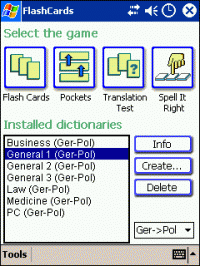 LingvoSoft FlashCards German <-> Polish for Pocket PC 1.3.20 screenshot. Click to enlarge!