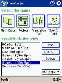 LingvoSoft FlashCards German <-> Spanish for Pocket PC 1.3.20 screenshot. Click to enlarge!