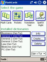 LingvoSoft FlashCards German <-> Turkish for Pocket PC 1.3.20 screenshot. Click to enlarge!