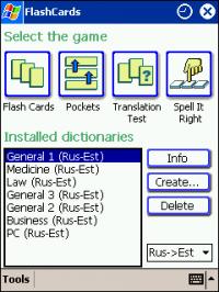LingvoSoft FlashCards Russian <-> Estonian for Pocket PC 1.3.20 screenshot. Click to enlarge!