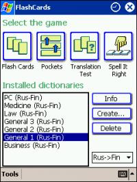 LingvoSoft FlashCards Russian <-> Finnish for Pocket PC 1.3.20 screenshot. Click to enlarge!