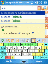 LingvoSoft Talking Dictionary English <-> Romanian for Pocket PC 2.7.31 screenshot. Click to enlarge!