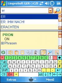 LingvoSoft Talking Dictionary German <-> Czech for Pocket PC 2.7.09 screenshot. Click to enlarge!