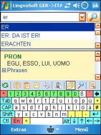 LingvoSoft Talking Dictionary German <-> Italian for Pocket PC 2.7.09 screenshot. Click to enlarge!