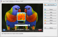 Logon Screen Customizer for Windows Vista/7 1.10.3.271 screenshot. Click to enlarge!