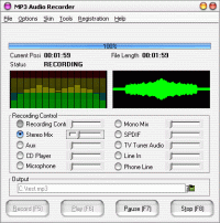 MP3 Audio Recorder Standard 9.0 screenshot. Click to enlarge!