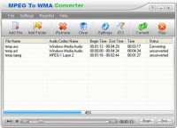 MPEG To WMA Converter 1.00 screenshot. Click to enlarge!