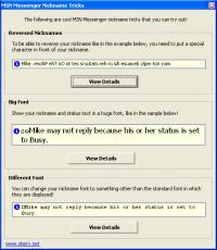 MSN Name Tricks 1.0 screenshot. Click to enlarge!