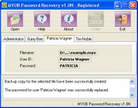 MYOB Password Recovery 1.0X screenshot. Click to enlarge!