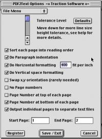 Mac PDF2Text 1.00 screenshot. Click to enlarge!