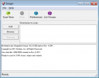 McAfee Stinger 12.1.0.2417 screenshot. Click to enlarge!