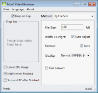 Moo0 Video Minimizer 1.15 screenshot. Click to enlarge!