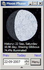 Moon Phase Calculator 3.50 screenshot. Click to enlarge!