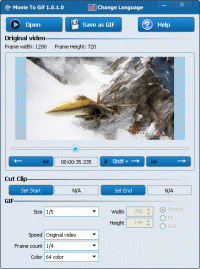 Movie To Gif 1.2.2.0 screenshot. Click to enlarge!