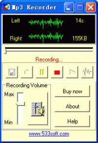 Mp3 Recorder 5.1129 screenshot. Click to enlarge!