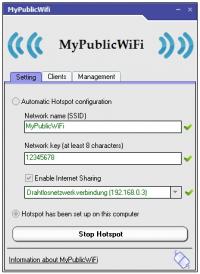 MyPublicWiFi 5.1 screenshot. Click to enlarge!