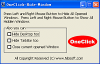 OneClick Hide Window 1.6 screenshot. Click to enlarge!