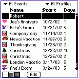 OurAgenda Calendar event manager(Palm OS) 1.0 screenshot. Click to enlarge!
