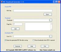 PDF Thumbnail Generator 1.21 screenshot. Click to enlarge!