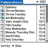 PalmaryDates 1.2 screenshot. Click to enlarge!