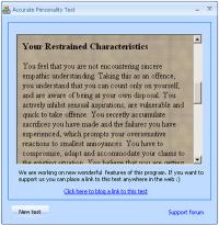 Personality tests package 1.0 screenshot. Click to enlarge!